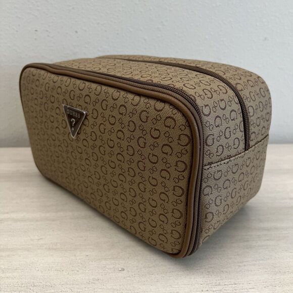 GUESS V7200082 MOCHA BROWN TOILETRY JUNCTION TRAVEL CASE DOPP BAG LOGO - Picture 3 of 10